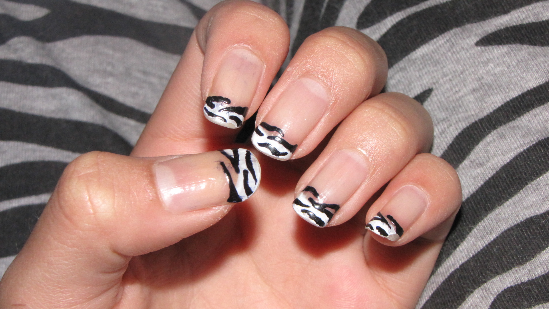 White Tip Nails With Zebra Design Its a zebra print french tip